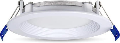 Leviton 4 in. Round Baffle Slim Downlight, 820 Lumens, 5 CCT Color Selectable 2700K-5000K, Dimmable, DBR40-S1W, White