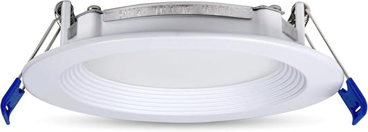 Leviton 4 in. Round Baffle Slim Downlight, 820 Lumens, 5 CCT Color Selectable 2700K-5000K, Dimmable, DBR40-S1W, White