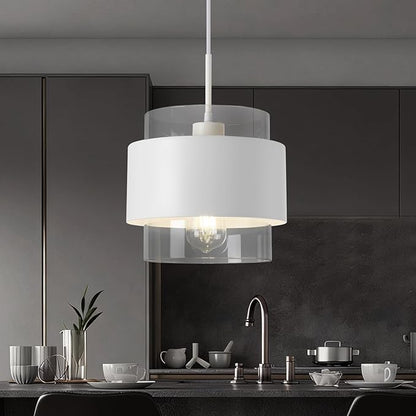 9.8" Pendant Lights Kitchen Island, Industrial Pendant Lighting with Durable Metal Shades, Adjustable Hanging Light Fixtures for Kitchen Island Living Room Hallway