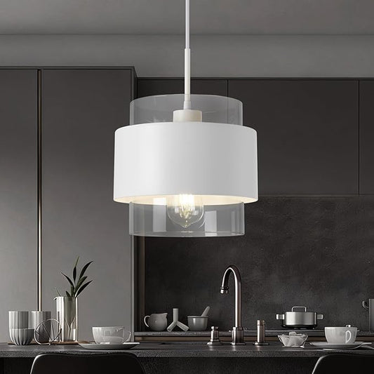 9.8" Pendant Lights Kitchen Island, Industrial Pendant Lighting with Durable Metal Shades, Adjustable Hanging Light Fixtures for Kitchen Island Living Room Hallway