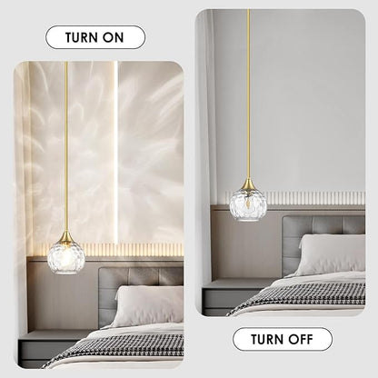 Pendant Lights Kitchen Island 2 Pack,Adjustable-Height Pendant Light Fixtures with Detachable Rod,Island Lights for Kitchen with Hammered Glass Shade,E26 Base Kitchen Pendant Lighting Over Island/Bar