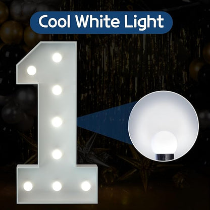 Marquee Numbers 3 Feet Tall Big Light Up Numbers First 1st 21st Wild One Happy Birthday Decorations White Anniversary Party Decor Large Cardboard Prop Backdrop Sign 1