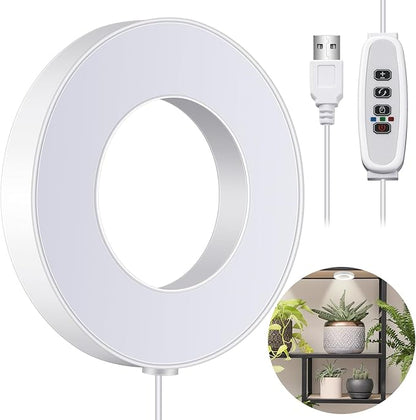 Tujoe One Head Ceiling LED Grow Lights for Indoor Plants 48 LED Full Spectrum LED Plant Light 5V Safe Voltage Plant Lamp with 4/8/12h Auto Switch 4 Dimmable Brightness Levels Ideal for Small Plants