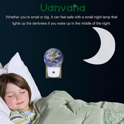 Blue Earth Planet Night Light for Boys Girls Night Lights Plug into Wall for Boys Girls, Plug-in Nightlight 0.5W LED Lighting for Stairway Hallway Bedroom
