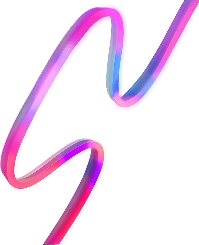 LIFX Supercolor Neon Flex Outdoor Smart Rope Light, 16ft RGBW LED Strip with Polychrome Technology, 60 Addressable Zones, Bendable Silicone, Wi-Fi, Works with Alexa, Google, HomeKit, LFXNEON16/WP