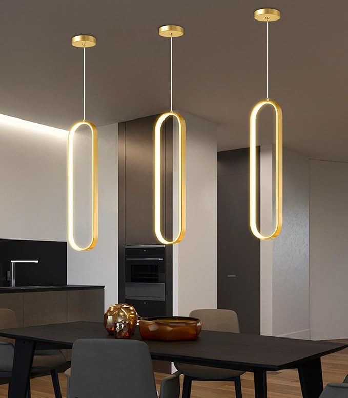 Ring Chandelier Modern LED Dimmable Pendant Lighting Adjust Ceiling Light for Kitchen Island Foyer Lobby Living Room Staircaes Gold