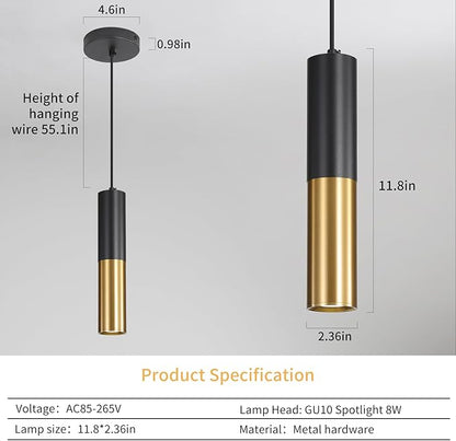 2 Pack Modern Black and Gold LED Pendant Lights, Minimalist Linear Hanging Light, 3 Color 2700K/4500K/6500K, Ceiling Mount Pendant Lamp for Kitchen Island, Dining Room, Bedroom, Bar, Cafe