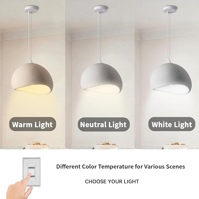 60CM White Modern Pendant Lights,Adjustable Hanging Light Fixtures,Japanese Hanging Lamp,Japandi Chandelier Light,Island Lights for Kitchen(White, 60cm/23.6in)