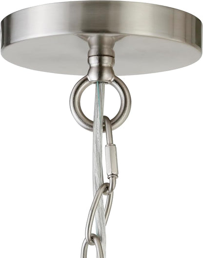 Henn&Hart 11" Mid-Century Modern Pendant Light Fixture with Seeded Glass Dome Shade and 6' Adjustable Cord for Kitchen Island, Dining Room or Game Room, Brushed Silver