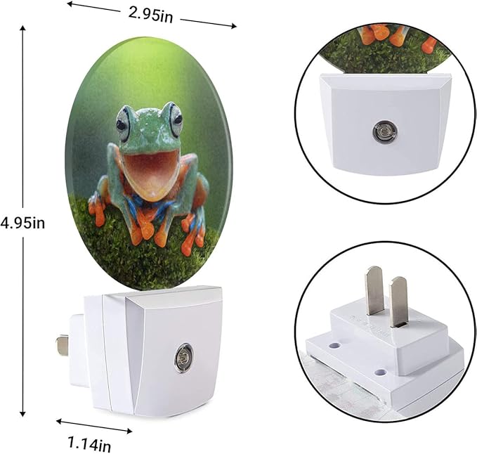 EKOBLA Frog Plug-in Night Light, Cute Green Pond Animal LED Nightlight with Auto Sensor, Dusk to Dawn Lighting for Bedroom & Bathroom