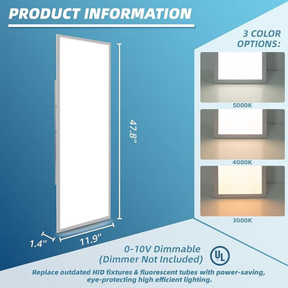 Art3d 2 Pack 1x4 FT LED Flat Panel Light, 3CCT Selectable Color Temperature 3000K/4000K/5000K, 0-10V Dimmable 5500LM Flush Mount Ceiling Light, 20W/30W/40W Drop Ceiling Light, UL&ETL Listed