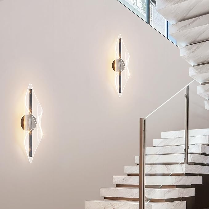 Modern Wall Sconce Light Bedroom Wall Lights Black LED Wall Lamp for Living Room Hallway Bathroom 22.4In