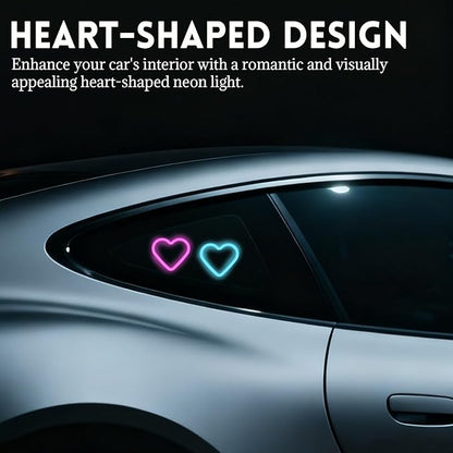 Romantic Heart-Shaped Car LED Ambient Light - Solar & Type-C Powered, 5 Lighting Modes, Universal Fit, for Women (Pink)