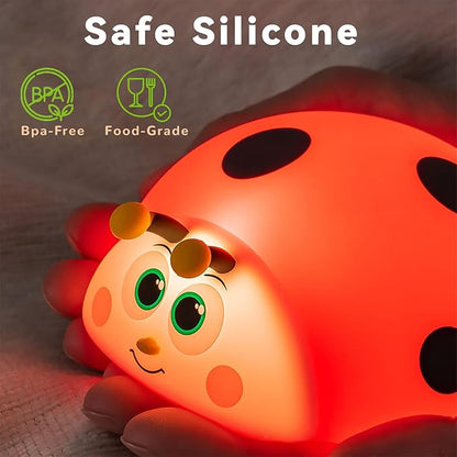 Cute Ladybug Nightlight for Baby, Soft Silicone Red Beetle Night Light for Nursery Kids Room Bedroom, 3 Levels Dimmable Touch Bedside Lamp Table Desk Lamp, Christmas Gifts for Girls and Boys (Ladybug)