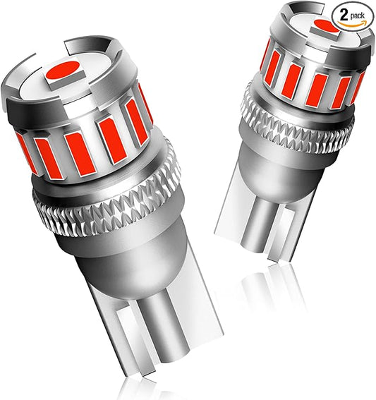 AUTOONE 194 LED Bulb Red, 300% Brighter T10 168 2825 W5W LED Bulbs for License Plate Light Dome Map Door Courtesy Interior Car Lights, Pack of 2