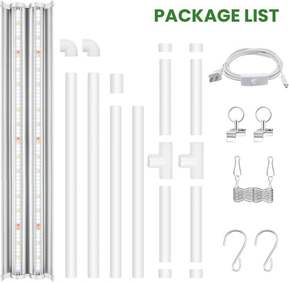 Wolezek Grow Lights for Seed Starting with Stand, 2ft T5 144 LEDs Full Spectrum Seedling Grow Light for Indoor Plants, 32W High Output Seed Starter Light Kit, Height Adjustable, ON-Off Switch