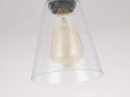 2 Pack Rustic Farmhouse Glass Flush Mount Ceiling Light Fixture Mini Clear Seeded Glass Shade and Oak Wood Semi Flush Mount Ceiling Light for Kitchen Hallway Entryway Sink Farmhouse