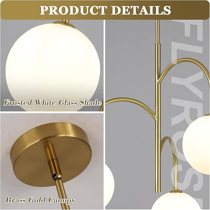 3 Light Milk Glass Chandelier Small Gold Chandelier Vintage Bedroom Pendant Light Fixture White Globe Ceiling Light Mid Century Modern Sputnik Light