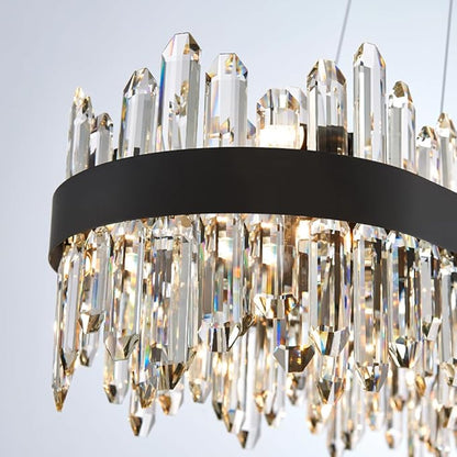 Black Oval Crystal Chandelier L57 inch, 32-Lights Chandeliers Modern Crystal Chandelier Pendant Light Fixture G9 Lights Pendant Ceiling Light for Kitchen Island High Ceiling