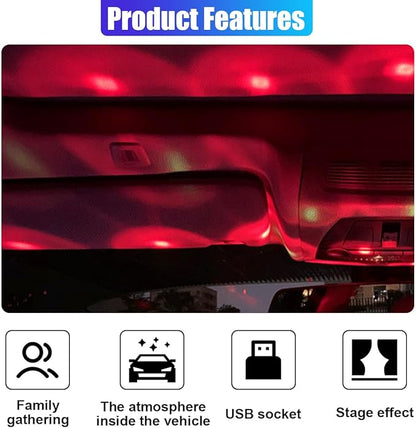 Star Projector Night Light, Portable USB LED Ambient Light - 4 Colors & 9 Modes Atmosphere Star Lights for Car Decor, Ceiling, Bedroom, Party (1PC)