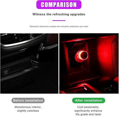 4 PCS USB LED Car Interior Atmosphere Lights, Plug-in USB Automotive Interface Charging Night Lamps, Mini Vehicle Interior LED Atmosphere Light for Car, Bedroom, Hallway (Red)