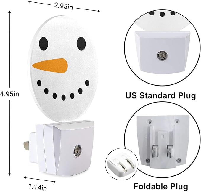 Cute Snowman Night Light Christmas Snowman Winter Plug-in Nightlight Auto Sensor LED Lighting for Men Women Boys Girls Christmas Thanksgiving Holiday Gifts