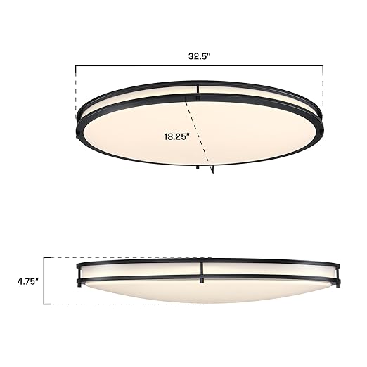 Westinghouse Lighting Lauderdale Transitional Contemporary One-Light, 33 Inch 40 Watt LED Indoor Flush Mount Fixture with Color Temperature Selection, Matte Black Finish, Frosted Acrylic Shade