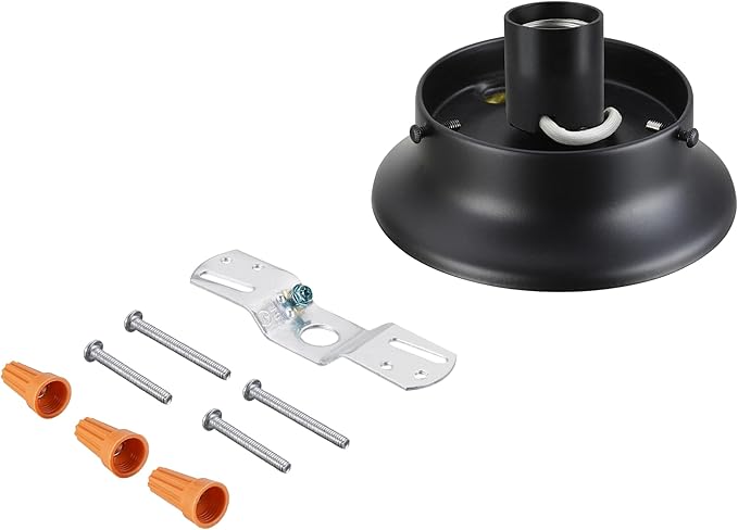 Aspen Creative 22102-01-1, Flush Mount Ceiling Fixture Shade Holder Kit in Matte Black Finish 3-5/8" Fitter, 4-3/4" Diameter x 1-3/4" Height