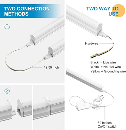 4FT LED Shop Lights, 2200LM 6500K Super Bright LED light Bar, 20W Linkable Shop Lights, Garage Light Ceiling and Under Cabinet Light Strips for Workshop, Basement with ON/OFF Switch, 20 Pack
