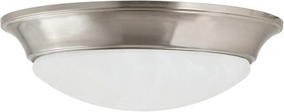 Design House 588848-SN Tess 13-inch Modern Integrated LED Twist Disk Ceiling Light with Alabaster Glass Shade for Bathroom Entryway Living Room, Satin Nickel