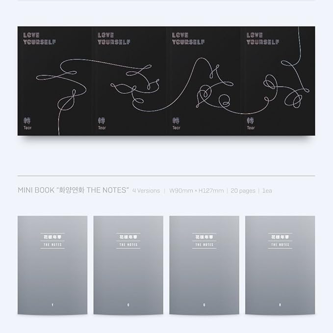 BTS-[Love Yourself 轉'Tear'] 3rd Album 4 Ver SET CD+104p PhotoBook+20p Mini Book+1p PhotoCard+1p Staing PhotoCard K-POP Sealed