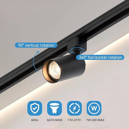12-Light LED Track Lighting Kit with 13FT H Track Lighting Rails & Floating Canopy Connector, GU10 Track Light Kit, Modern Kitchen Track Lighting Fixtures Ceiling Spot Light, Black(No Bulbs)