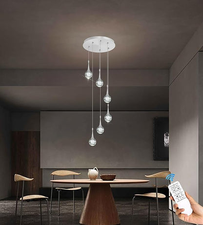 Flashing God Pendant Lights Kitchen Island 6-Lights Pendant Chandelier for Dining Room Hallway Stairwell LED Dimmable 2700K-6000K