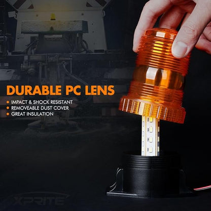 Xprite 30 LED Amber Forklift Beacon Strobe Light Safety Warning Flashing Lights for 10-110V Mower, ATV, Trucks, Tractor, Golf Carts, UTV, Cars, Bus