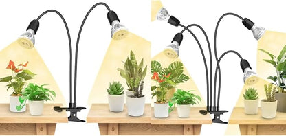 SANSI 20W/40W LED Grow Lights for Indoor Plants,300W/600W Full Spectrum Dual Gooseneck Clip Plant Grow Light with Optical Lens for High PPFD Growing Power Lamp,Lifetime Free Bulb Replacement