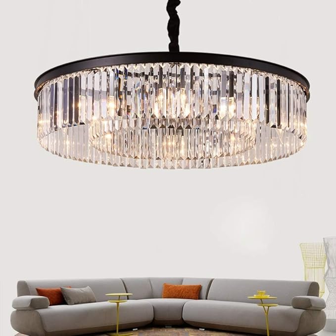 Modern Crystal Chandelier with 12 Lights - Contemporary Pendant Ceiling Light Fixtures for Dining and Living Room Decoration, 43 Inch Diameter