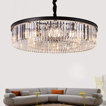 Modern Crystal Chandelier with 12 Lights - Contemporary Pendant Ceiling Light Fixtures for Dining and Living Room Decoration, 43 Inch Diameter