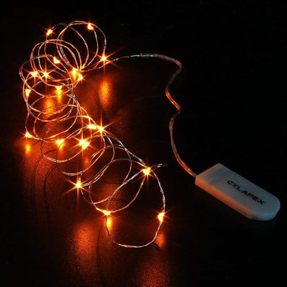 CYLAPEX 12 Pack Fairy Lights Battery Operated 7ft 20 LED Mini String Lights Silver Wire Firefly Starry Moon Twinkle Lights for Wedding Mason Jars Party Christmas Centerpiece Table Decorations, Orange