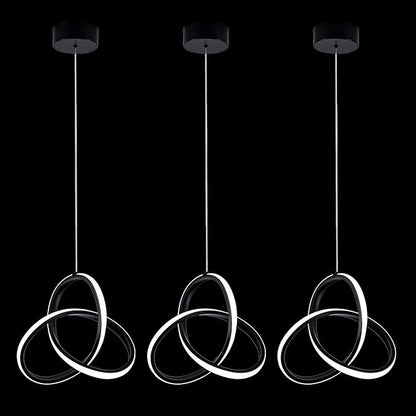 MAYNA Modern Spiral Led Chandelier, 4000K Pendant Light Kitchen Island, 18W Adjustable Height Island Light Fixture for Kitchen Bedroom Kitchen Island Cafe, 3 Pack (Black)