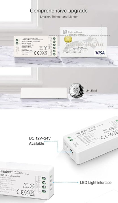 LGIDTECH FUT037S RGB Color LED Strip Light Controller,Input DC 12-24V,Output Max 12A