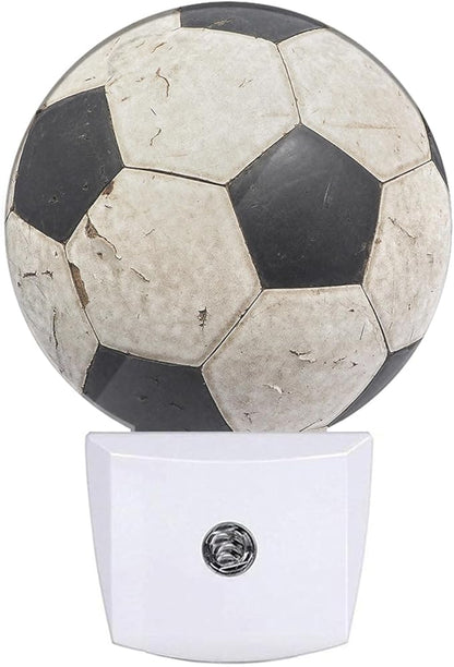 American Soccer Night Light Cartoon Black White Soccer Balls Sports Night Lights Plug into Wall for Boys Girls, Plug-in Nightlight 0.5W LED Lighting for Stairway Hallway Bedroom