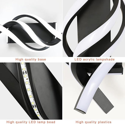 DELIPOP Wall Sconces, Spiral Modern LED Wall Sconce Lighting, 21W 6500K Cool White Indoor Wall Light Wall Light Fixtures, Acrylic LED Wall Lamp for Bedroom Bathroom Living Room Hallway Balcony