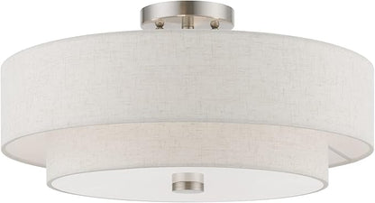 Livex Lighting Meridian 4 Light Semi-Flush in Brushed Nickel (51085-91)