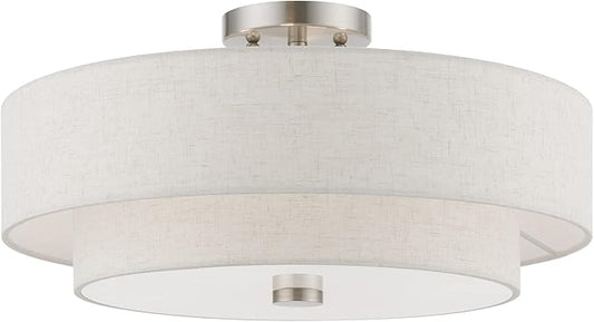 Livex Lighting Meridian 4 Light Semi-Flush in Brushed Nickel (51085-91)