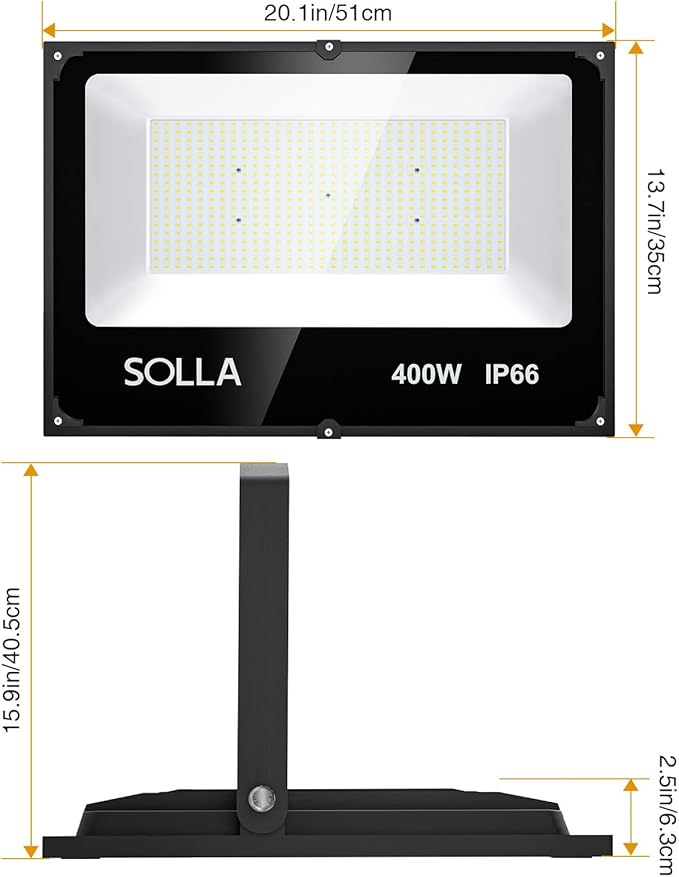 400W LED Flood Light Outdoor, 40000LM 6000K Daylight White 110-265V, 2400W Equivalent Super Bright FloodLight, IP66 Waterproof Commercial Lighting for Sports Fields, Counts, Arena, Stadium