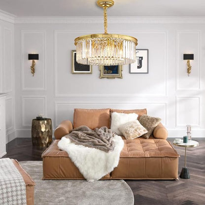 Gold Crystal Chandeliers Modern Contemporary Ceiling Lights Fixtures Pendant Lighting Dining Room Living Room Chandelier D21.6