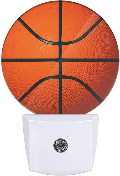 EKOBLA Basketball Night Light for Kids, Black & Orange Sports Design Night Light Plug in with Dusk to Dawn Sensor, Soft Warm Energy Saving Nightlight for Boys Room Men Cave