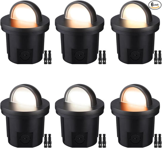 LEONLITE 5W 5CCT Low Voltage In-ground Well Lights, LED Landscape In Ground Lights, 1800K/2700K/3000K/4000K/5000K Adjustable, 12-24V AC/DC, CRI90, ETL Listed, IP67 Waterproof, Aluminum, Pack of 6
