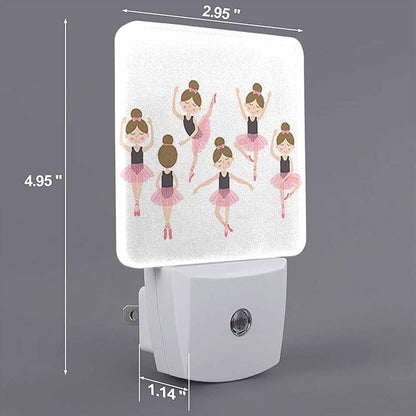 LED Night Light,Cute Ballerina LED Night Light Plug into Wall with Dusk to Dawn Light Sensor White Energy Efficient Nightlight for Bedroom Bathroom Hallway Living Room Kitchen
