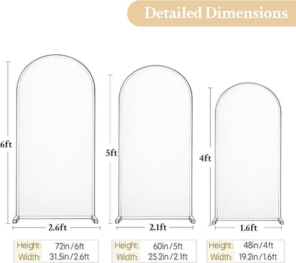Set of 3 Arch Backdrop Covers(6ft, 5ft, 4ft) - Premium Stretchy Spandex Backdrop Arch Stand Cover for Baby Shower,Wedding,Party Decor Chiara Cover with Double-Sided Design(Cream Nude Champagne)